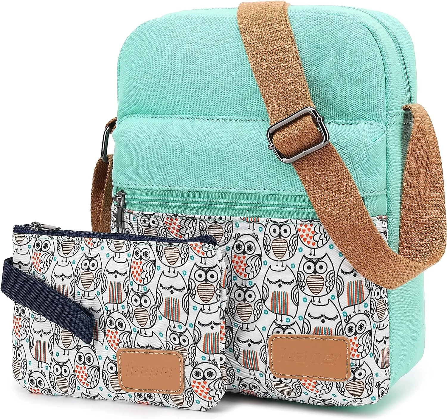 Leaper Girls Crossbody Purses for Kids 2 PCS Cross Body Bag Women Messenger Bag Girls Canvas Bag Cross Body Purse Set