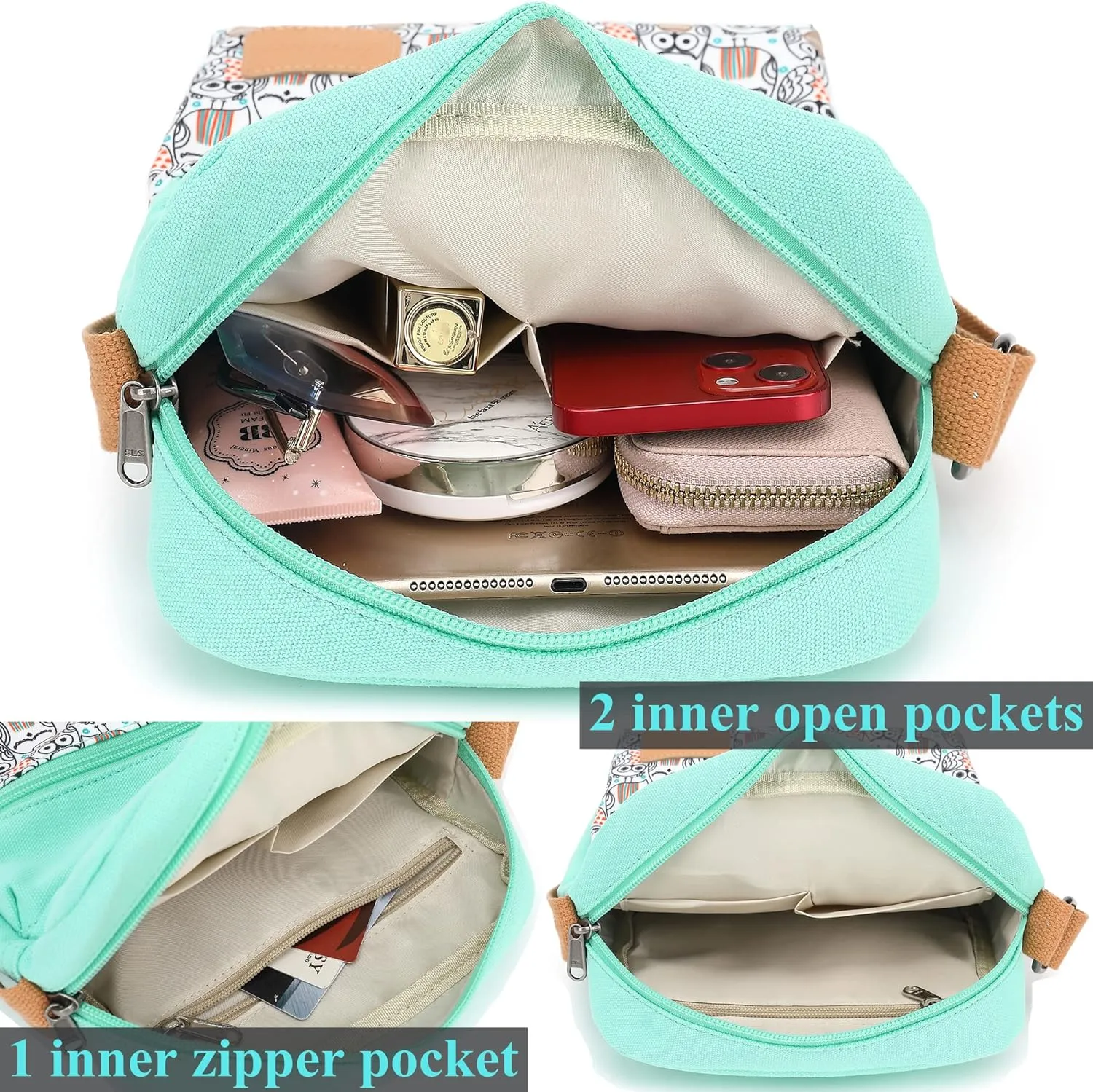 Leaper Girls Crossbody Purses for Kids 2 PCS Cross Body Bag Women Messenger Bag Girls Canvas Bag Cross Body Purse Set
