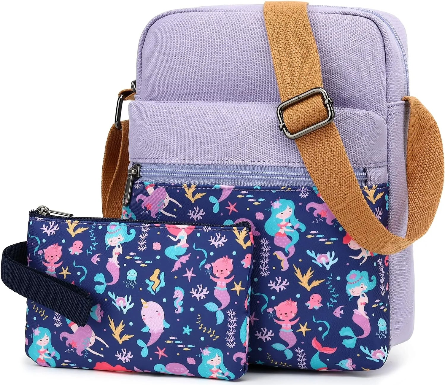 Leaper Girls Crossbody Purses for Kids 2 PCS Cross Body Bag Women Messenger Bag Girls Canvas Bag Cross Body Purse Set