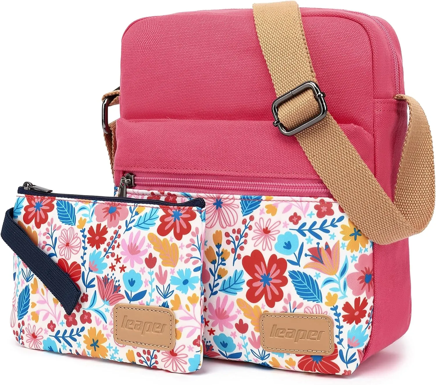 Leaper Girls Crossbody Purses for Kids 2 PCS Cross Body Bag Women Messenger Bag Girls Canvas Bag Cross Body Purse Set