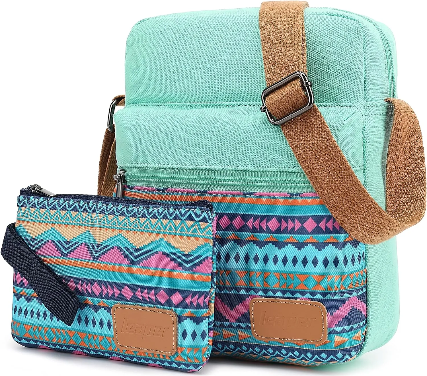 Leaper Girls Crossbody Purses for Kids 2 PCS Cross Body Bag Women Messenger Bag Girls Canvas Bag Cross Body Purse Set