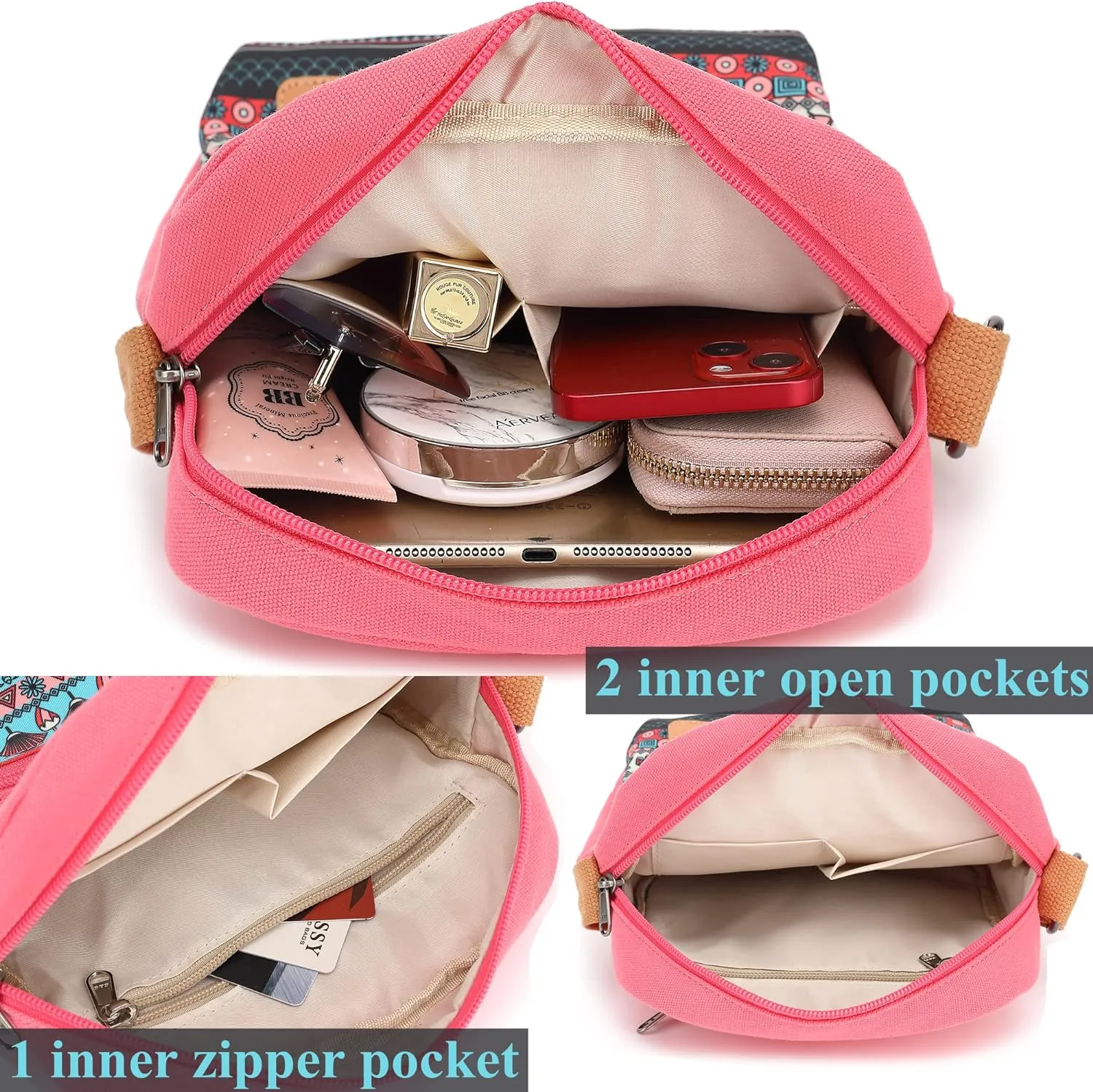Leaper Girls Crossbody Purses for Kids 2 PCS Cross Body Bag Women Messenger Bag Girls Canvas Bag Cross Body Purse Set