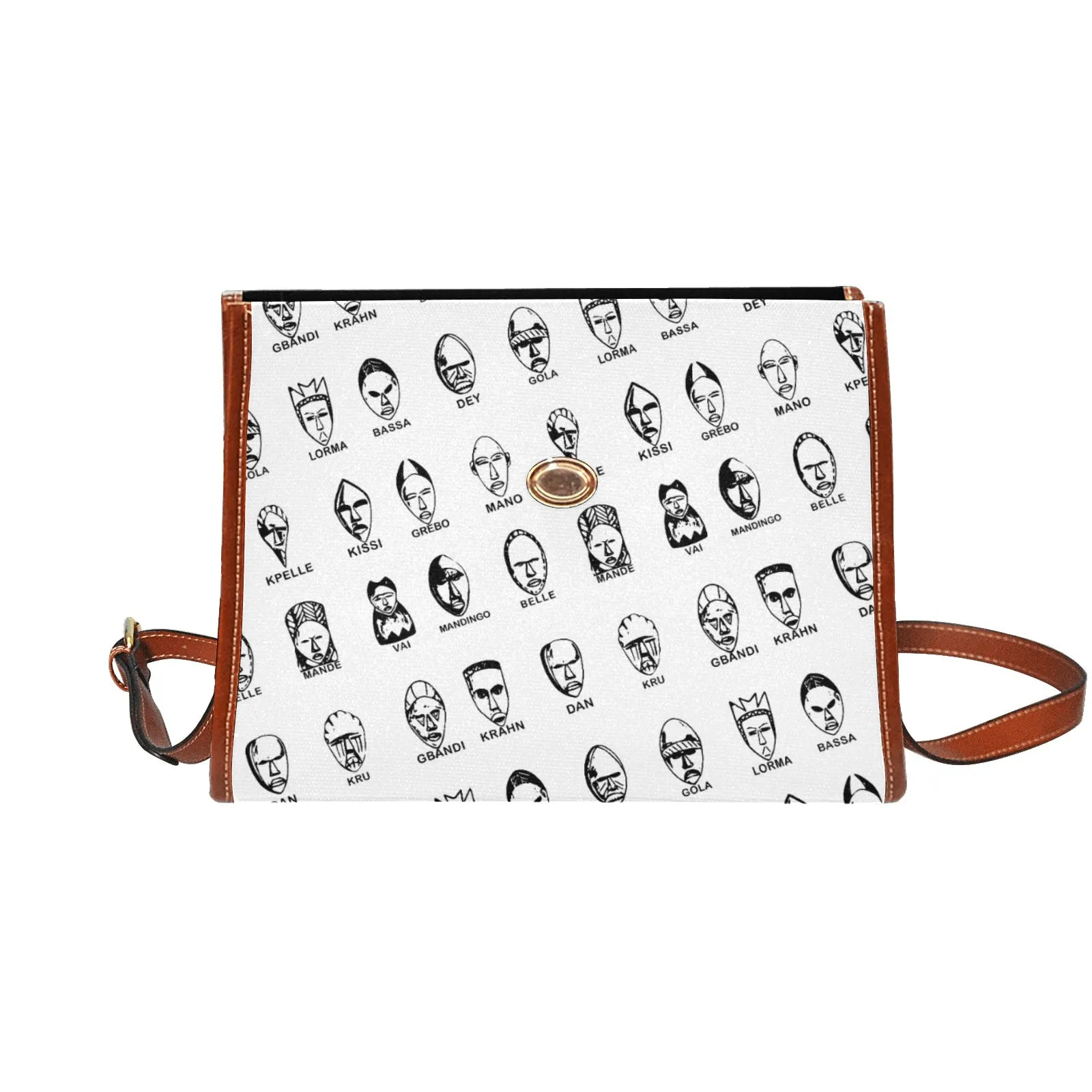 Liberia 16 Tribes Waterproof Canvas Bag-Brown