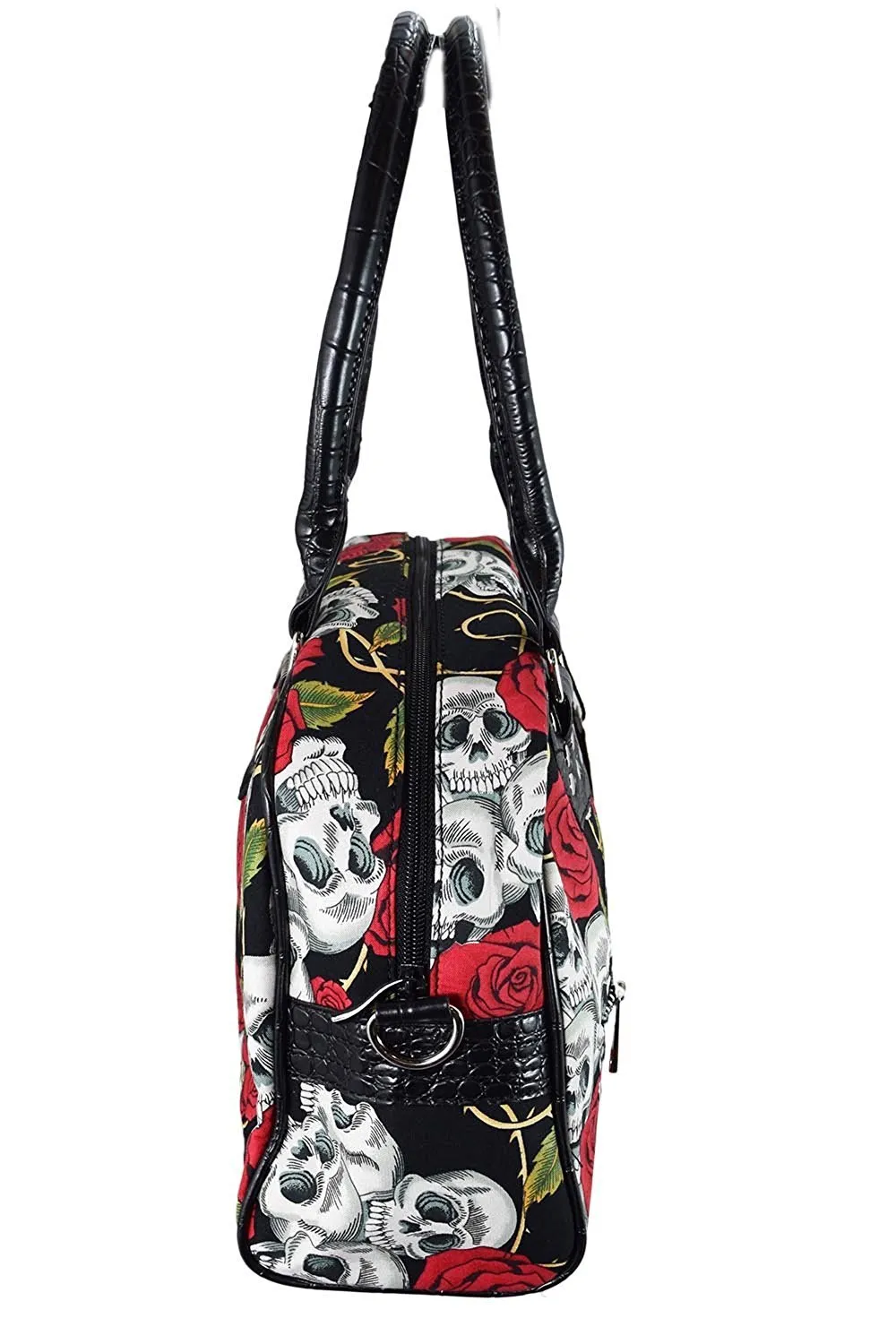 Lost Queen Alternative Gothic Valentine Skull & Roses Tattoo Handbag