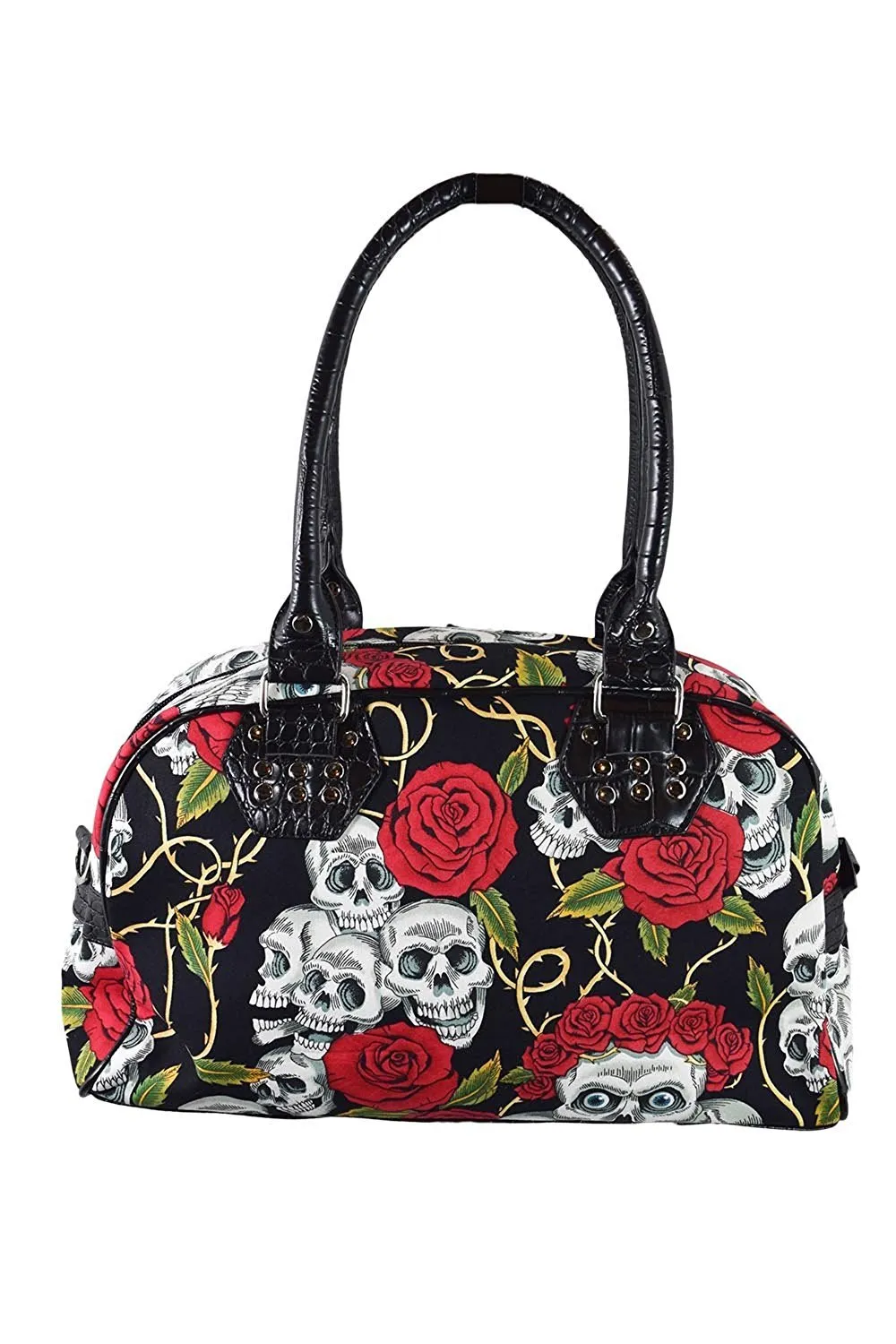 Lost Queen Alternative Gothic Valentine Skull & Roses Tattoo Handbag