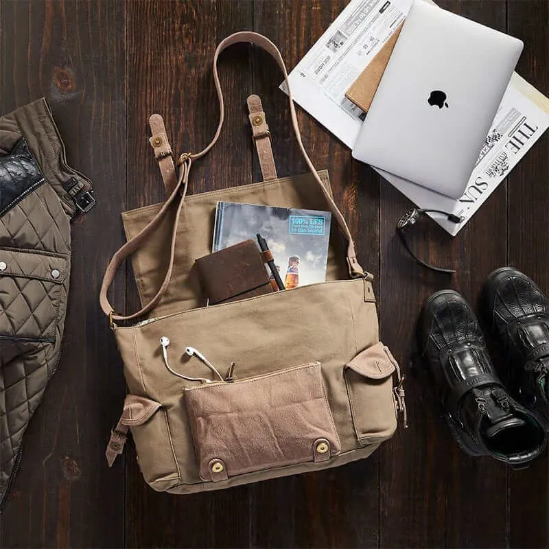 Mona B - Messenger Crossbody Laptop Bag for Upto 14" Laptop/Mac Book/Tablet with Stylish Design for Men and Women (Olive)