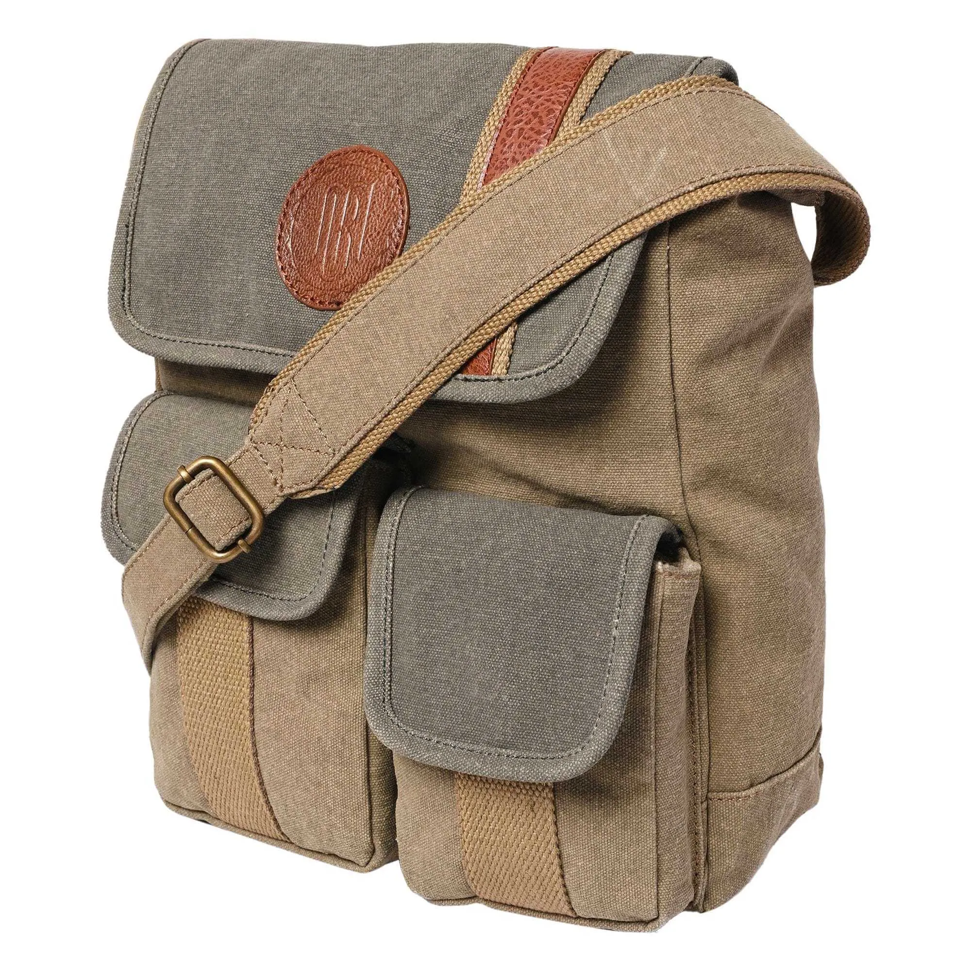Mona B - Stone 100% Cotton Canvas Messenger Crossbody Bag with Stylish Design for Men and Women Multi Coloured
