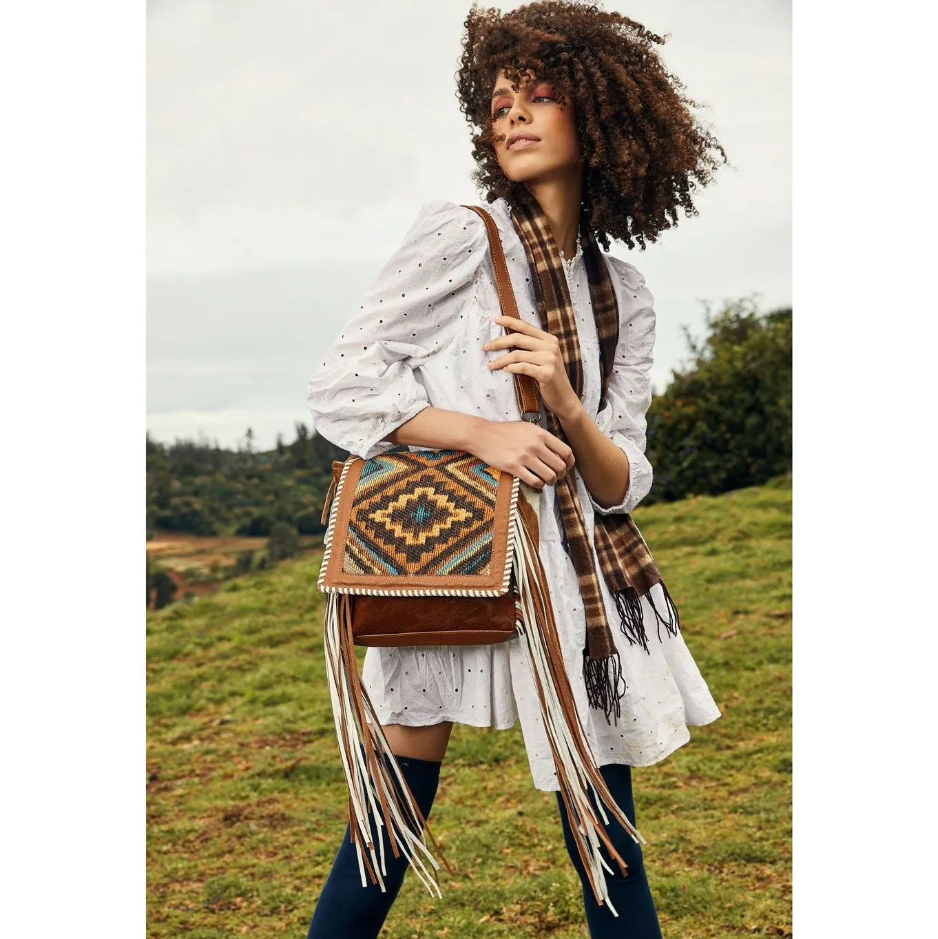 Myra Boho Chic Leather Western Purse