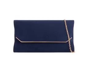 Navy Suede Envelope Clutch Bag