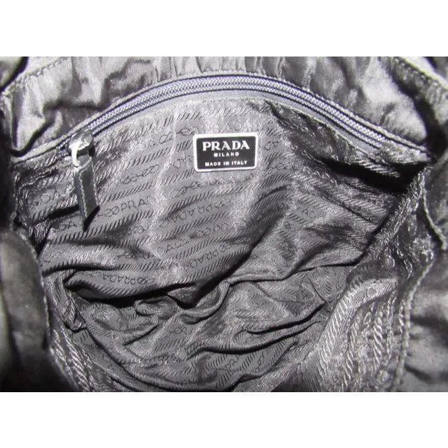 Prada Pursesdesigner Purses Black Leather And Black Nylon Cross Body Bag