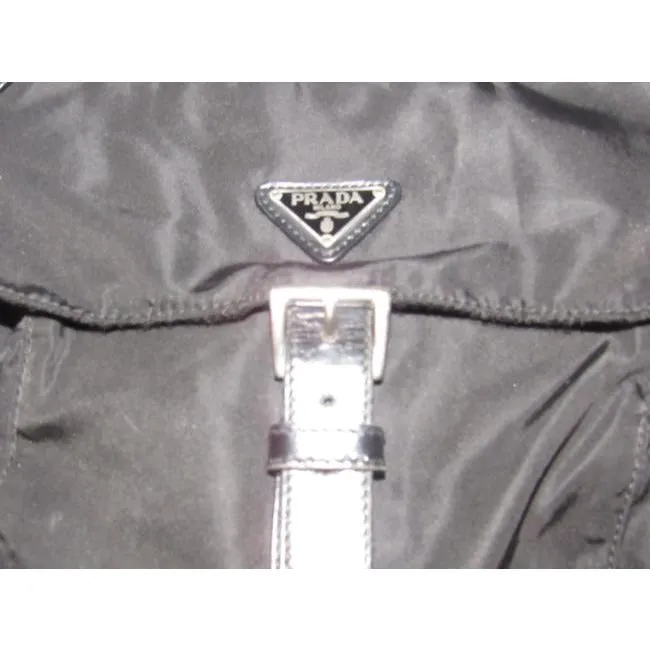 Prada Pursesdesigner Purses Black Leather And Black Nylon Cross Body Bag
