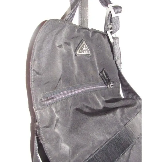Prada Pursesdesigner Purses Black Leather And Black Nylon Cross Body Bag