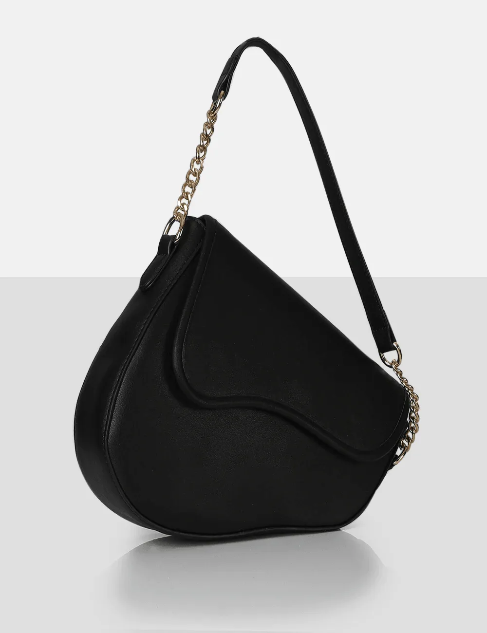 PUBLIC DESIRE - THE FOX BLACK SADDLE SHOULDER BAG