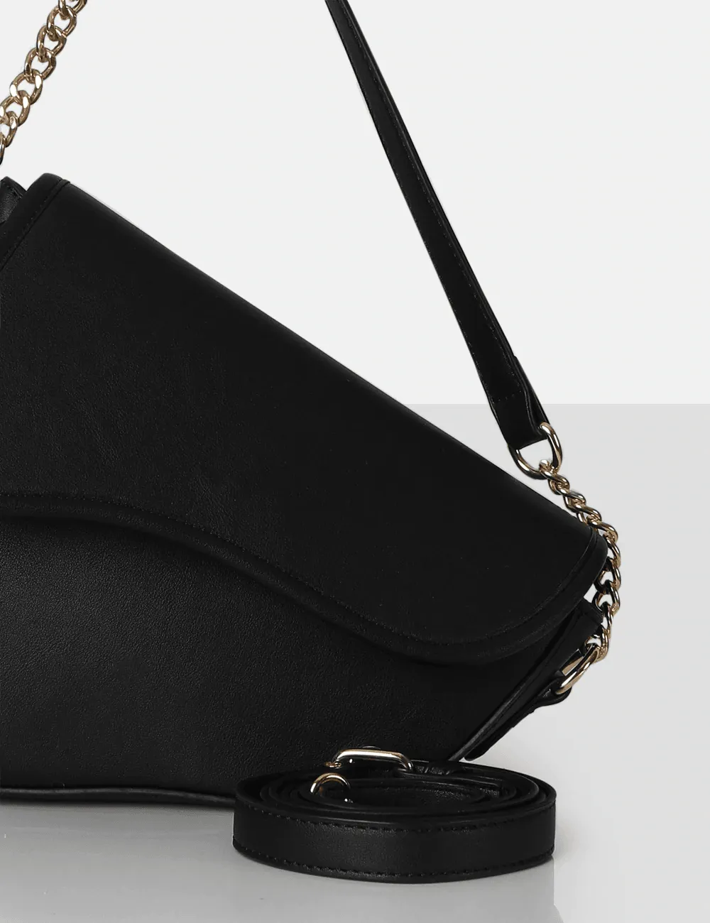 PUBLIC DESIRE - THE FOX BLACK SADDLE SHOULDER BAG