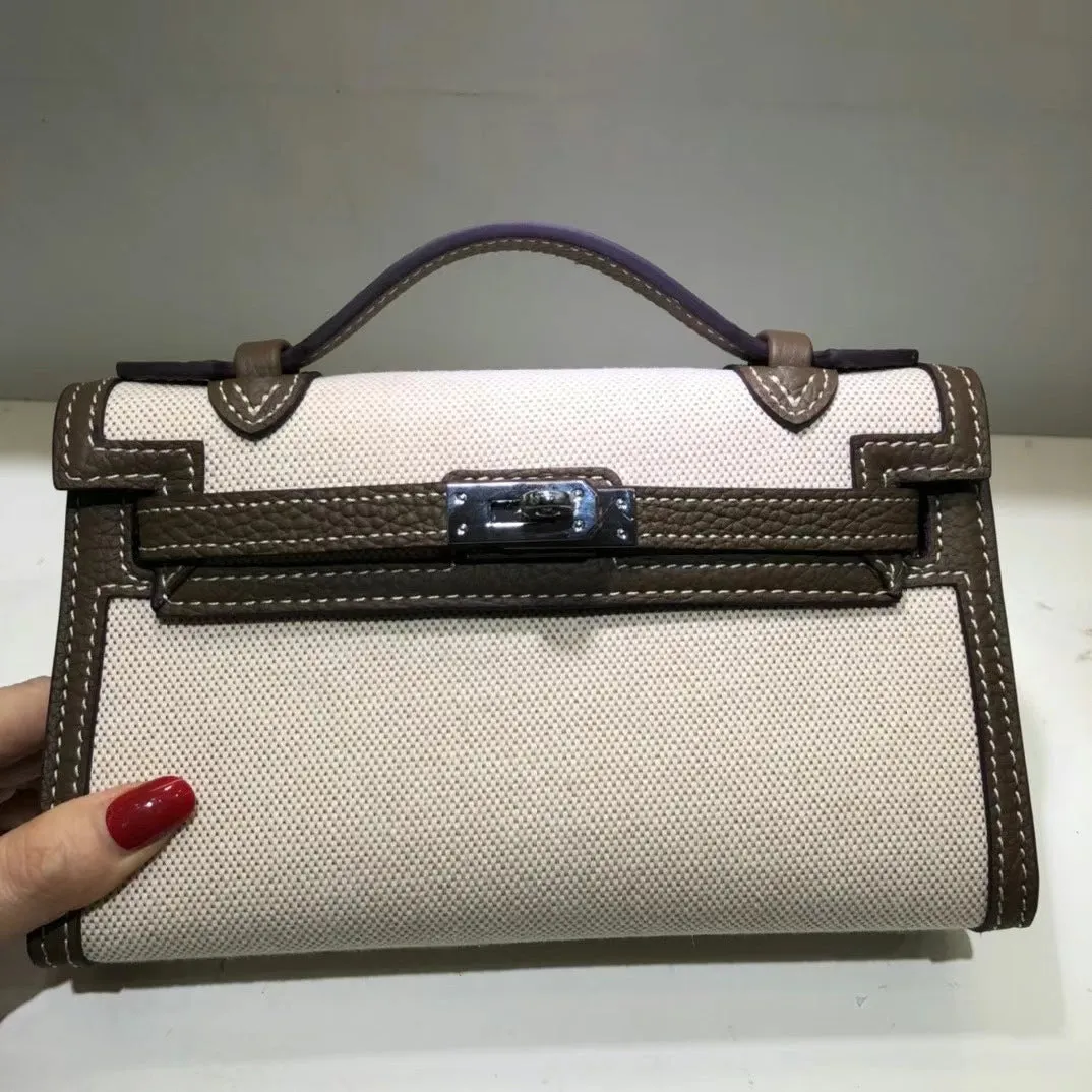 SEALBEER Kelly bag women's bag fashion messenger bag women's 2025 new simple commuter contrasting color portable small square bag canvas bag