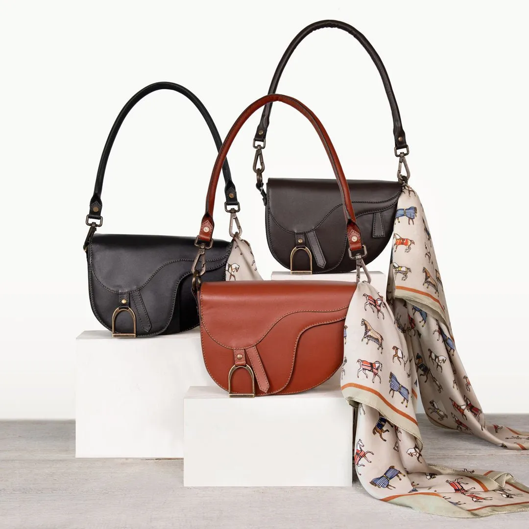 Signature Saddle Bag Brown Italian Leather & Brass Crossbody Bag