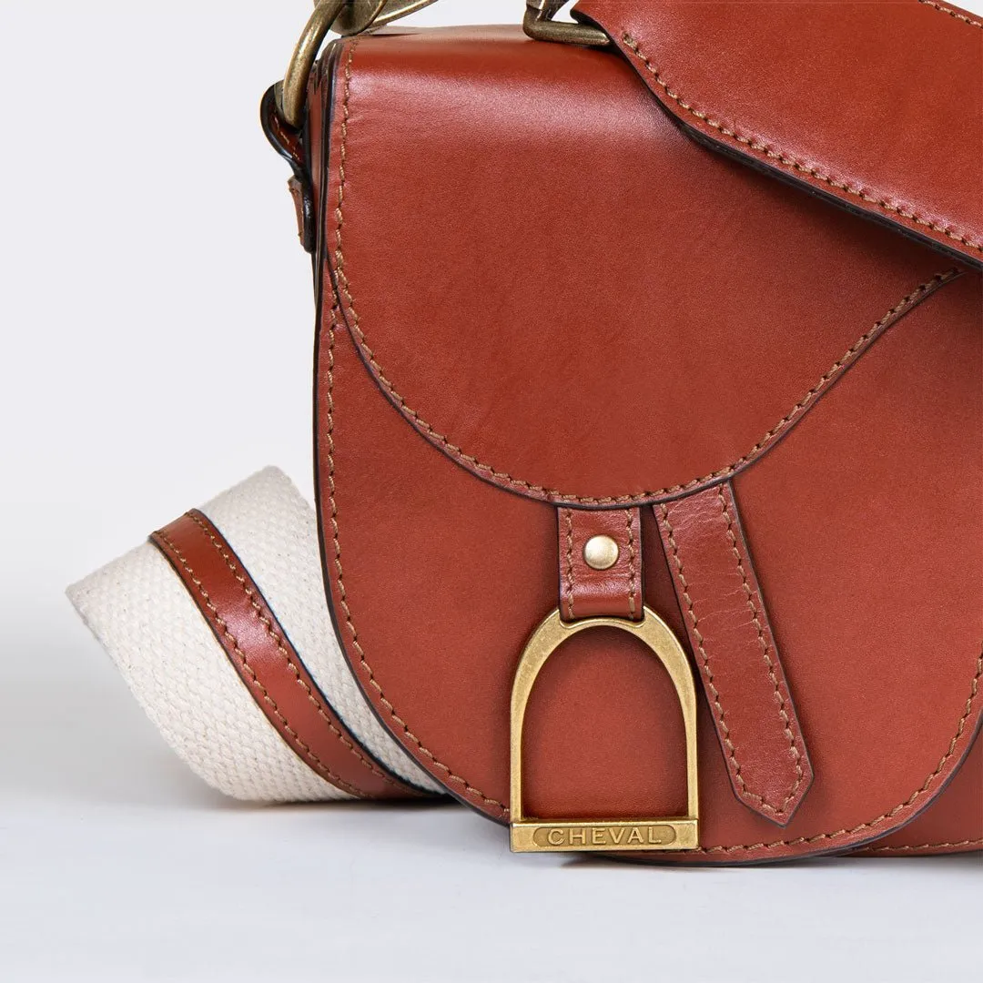 Signature Saddle Bag Brown Italian Leather & Brass Crossbody Bag