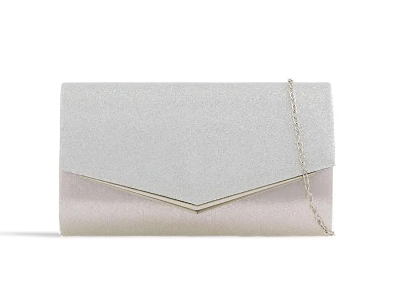 Silver Glitter Sparkle Clutch Bag