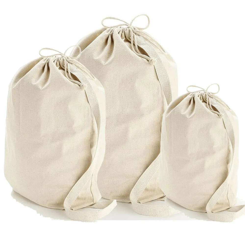 Small Size Canvas Laundry Bags with Shoulder Strap Handle