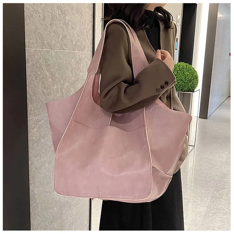Soft PU large capacity tote bag simple large bag