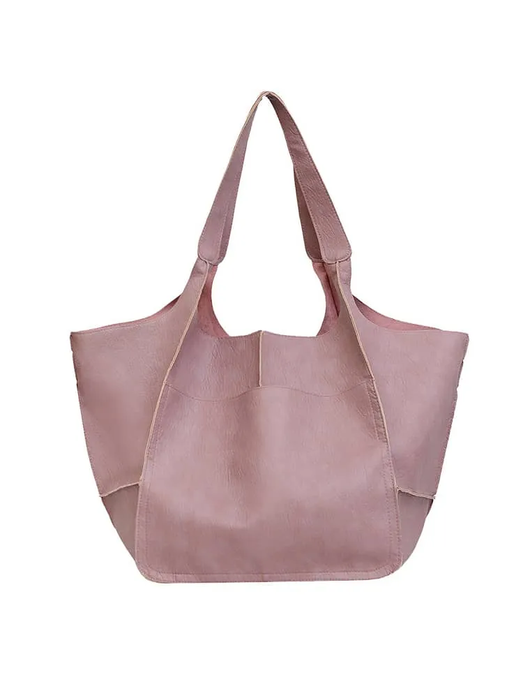 Soft PU large capacity tote bag simple large bag