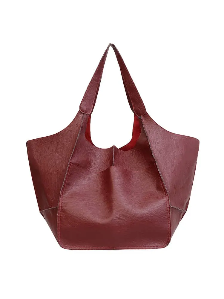 Soft PU large capacity tote bag simple large bag