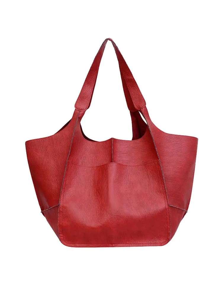 Soft PU large capacity tote bag simple large bag