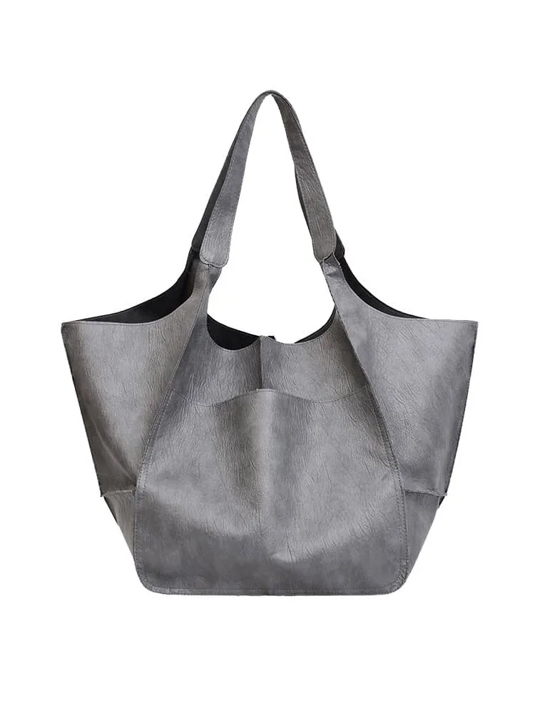 Soft PU large capacity tote bag simple large bag