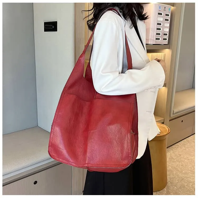 Soft PU large capacity tote bag simple large bag