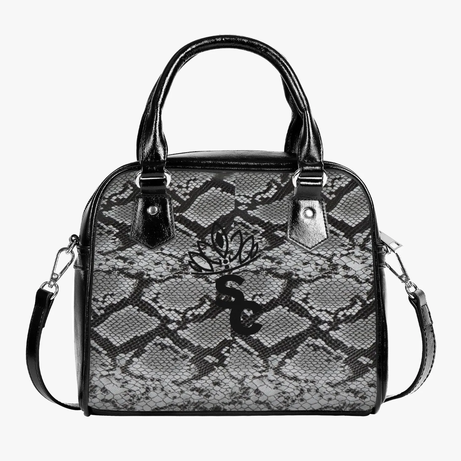 STILE CAPO QUEEN BLK/GRAY SNAKE  Leather Saddle Bag