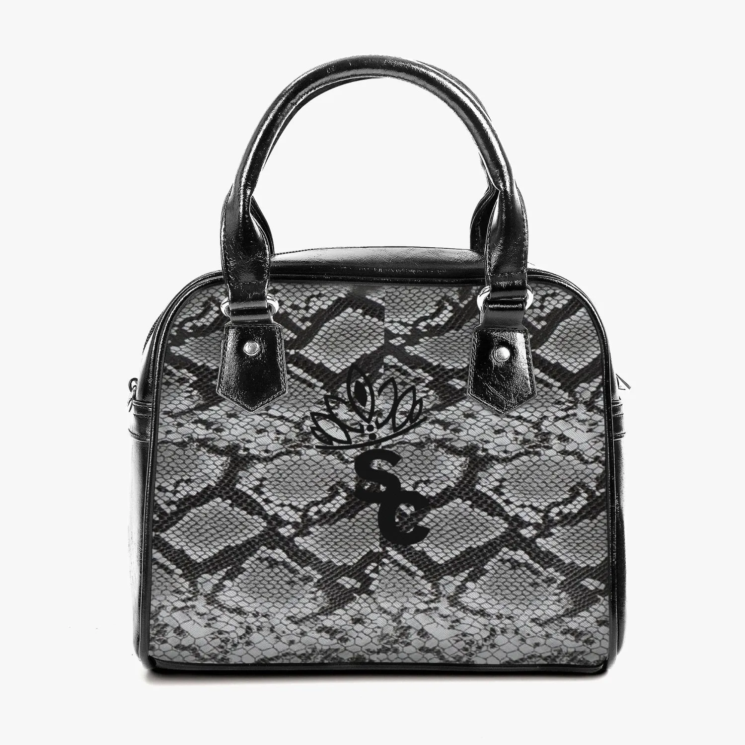 STILE CAPO QUEEN BLK/GRAY SNAKE  Leather Saddle Bag