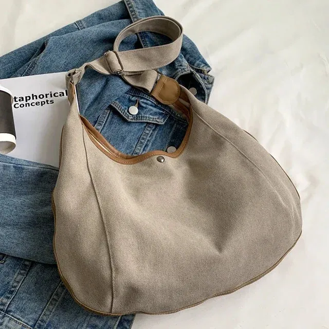 UAKISS  - 2024 Japanese Grunge Solid Shoulder Bags Trendy Simple Canvas High-capacity Messenger Bag Vintage All Match Crossbody  for Women