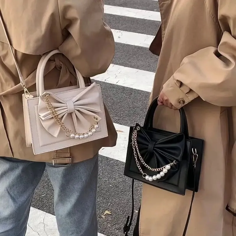 UAKISS  -  Versatile Pearl Chain Fashion Shoulder Bag Luxury Pu Leather Women's Handbag Designer Crossbody Bags High Quality PU
