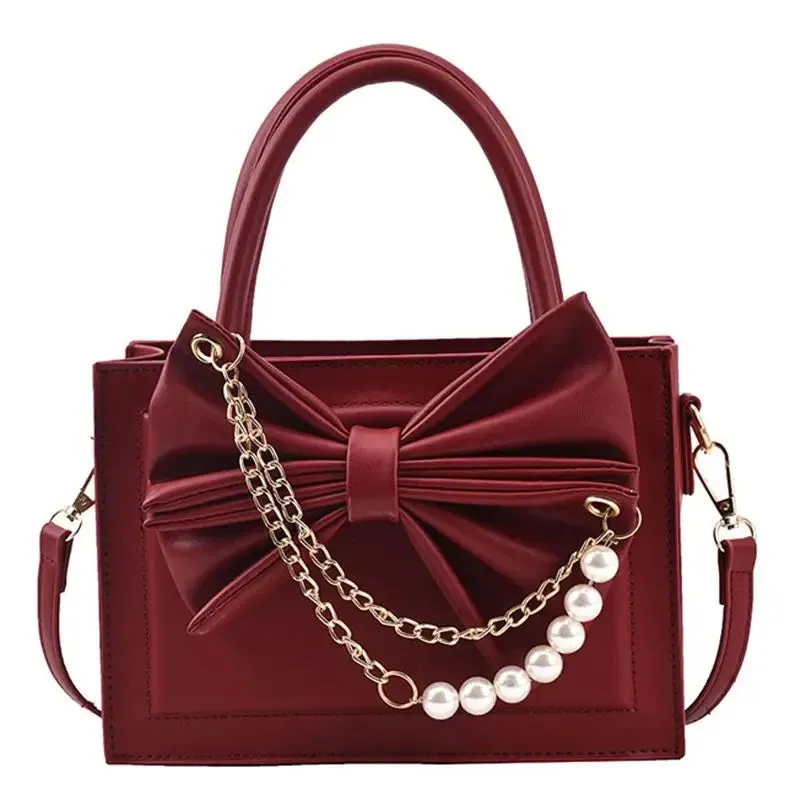 UAKISS  -  Versatile Pearl Chain Fashion Shoulder Bag Luxury Pu Leather Women's Handbag Designer Crossbody Bags High Quality PU