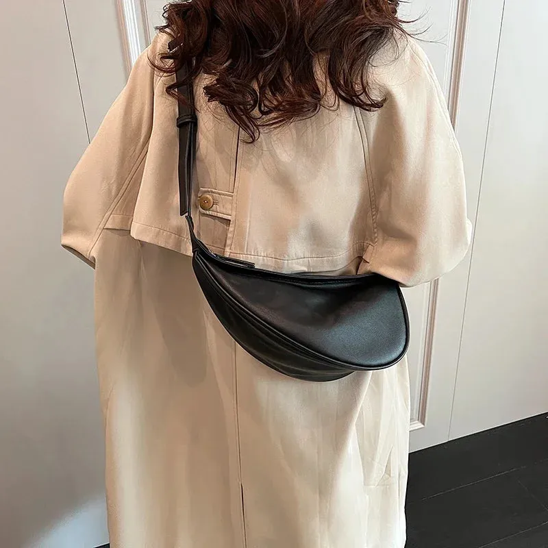 Uniwim Sewing Thread Shoulder Bags Zipper Women's Bags 2024 Hot Sale PU High Capacity Handbag Solid Saddle Splicing Bolsas De Ombro