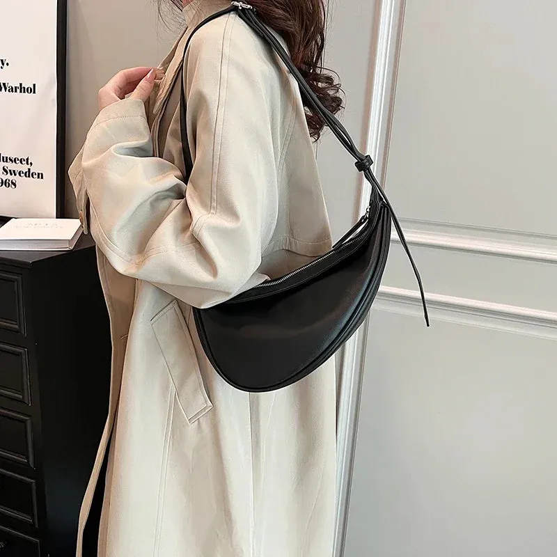 Uniwim Sewing Thread Shoulder Bags Zipper Women's Bags 2024 Hot Sale PU High Capacity Handbag Solid Saddle Splicing Bolsas De Ombro
