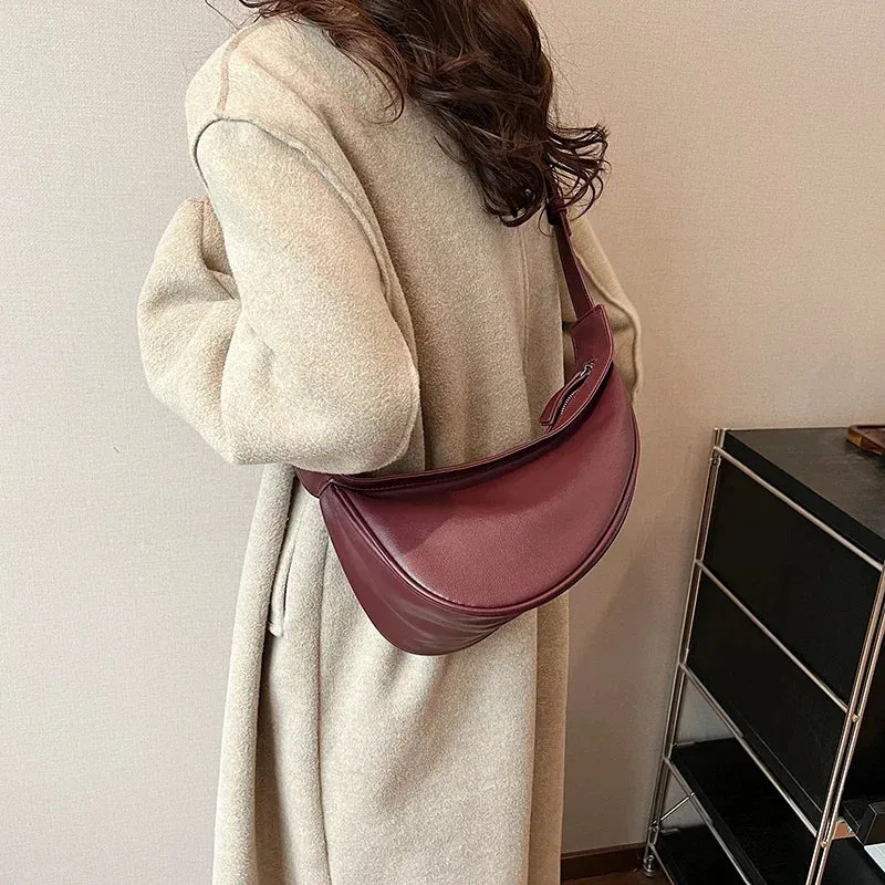 Uniwim Sewing Thread Shoulder Bags Zipper Women's Bags 2024 Hot Sale PU High Capacity Handbag Solid Saddle Splicing Bolsas De Ombro