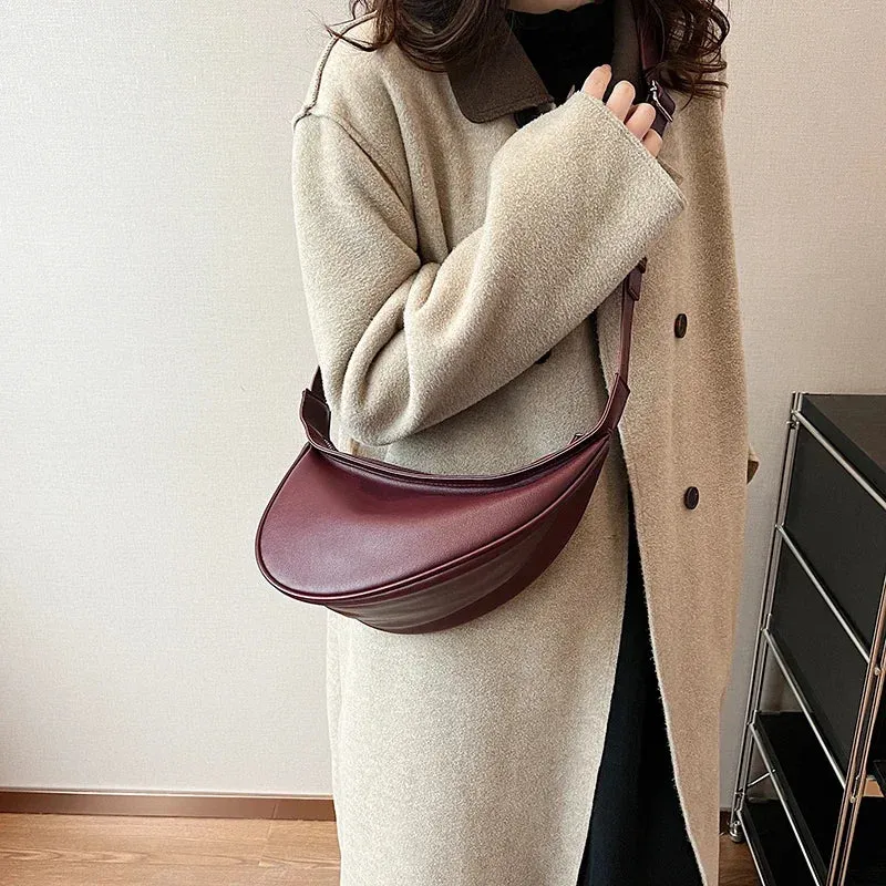 Uniwim Sewing Thread Shoulder Bags Zipper Women's Bags 2024 Hot Sale PU High Capacity Handbag Solid Saddle Splicing Bolsas De Ombro