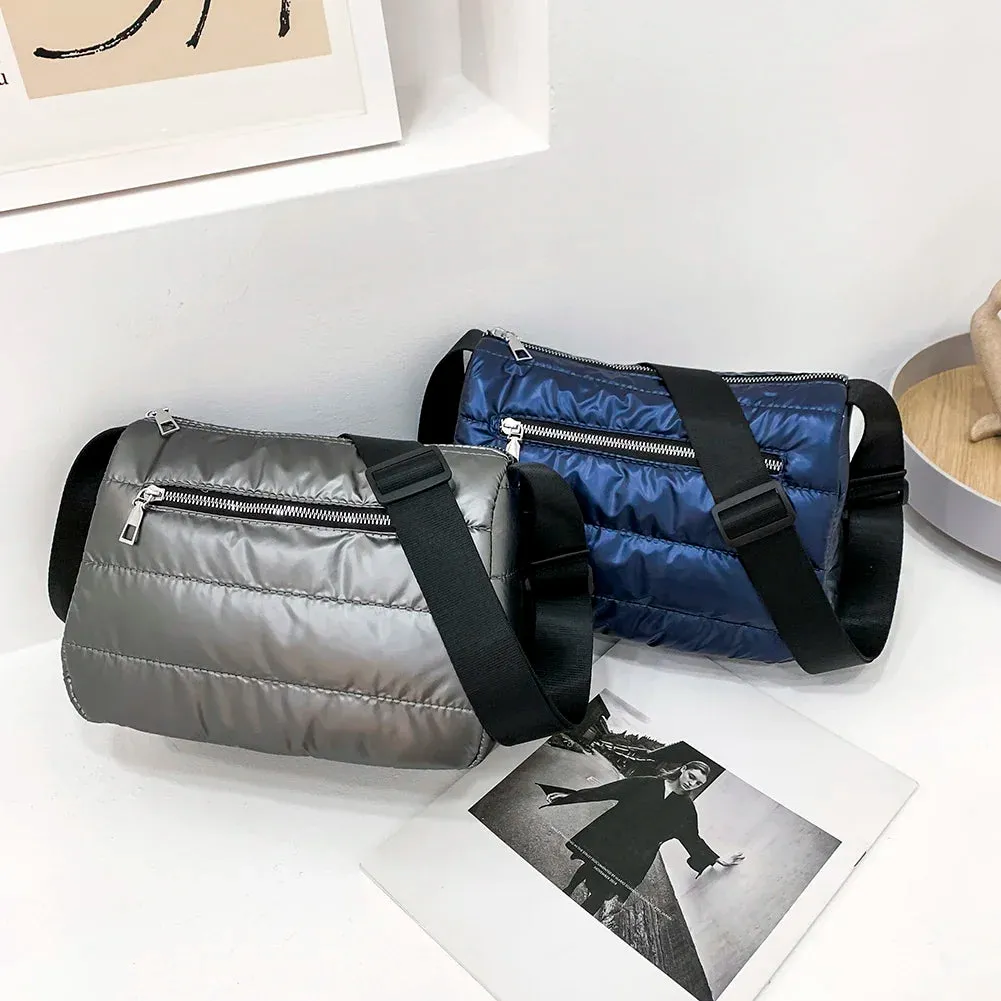 Vvsha Fashion Quilted Stripe Shoulder Bag Women Solid Color Winter Warm Soft Crossbody Bags Padded Bags for Women 2022 Shopping bag