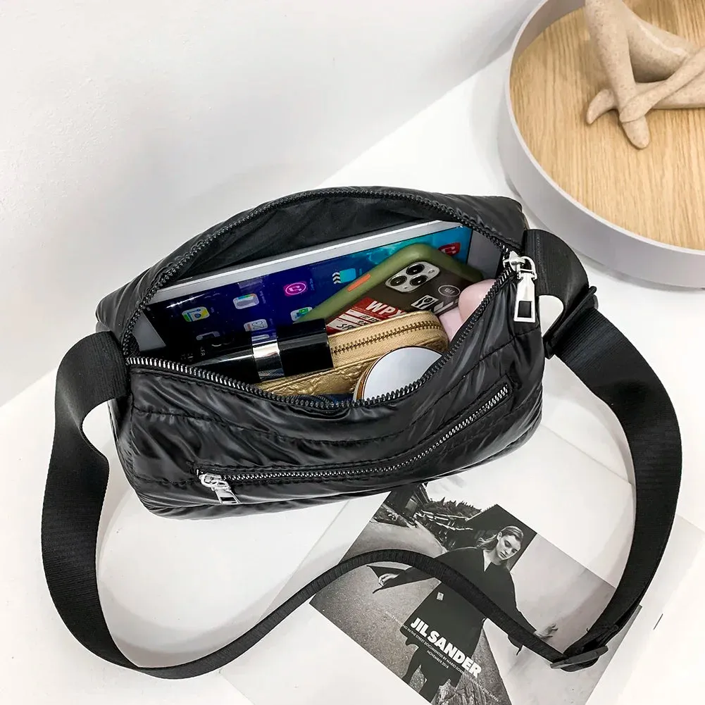 Vvsha Fashion Quilted Stripe Shoulder Bag Women Solid Color Winter Warm Soft Crossbody Bags Padded Bags for Women 2022 Shopping bag