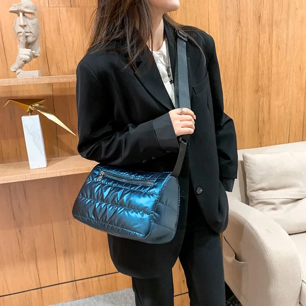 Vvsha Fashion Quilted Stripe Shoulder Bag Women Solid Color Winter Warm Soft Crossbody Bags Padded Bags for Women 2022 Shopping bag