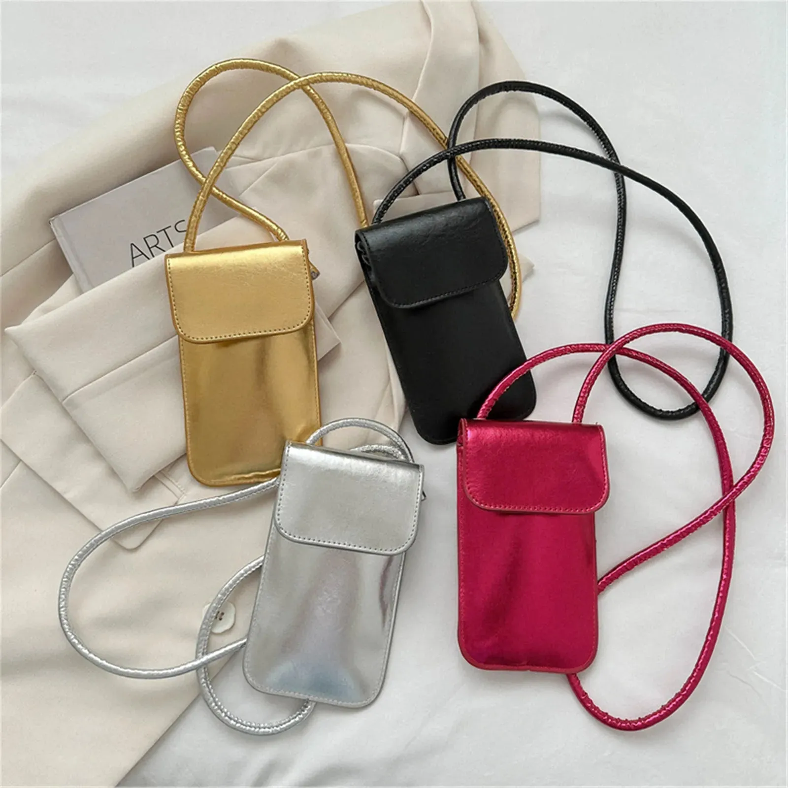 Vvsha - New Women Bag Leather Wallets Solid Color Shoulder Bag Cell Phone Purse Lady Crossbody Handbag Female Money Bags Messenger Pouch