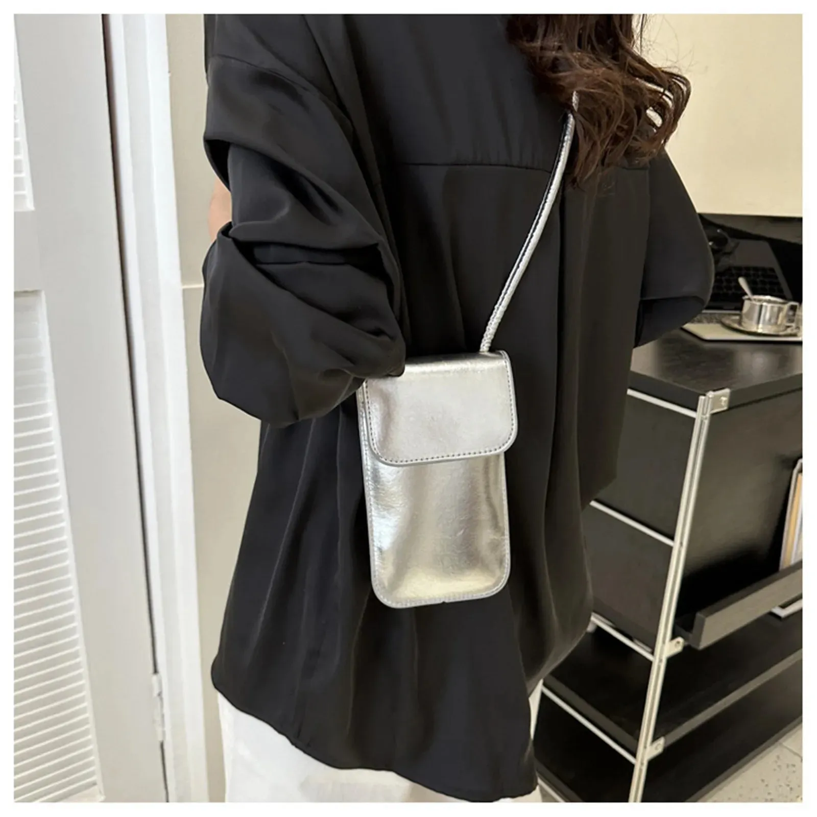 Vvsha - New Women Bag Leather Wallets Solid Color Shoulder Bag Cell Phone Purse Lady Crossbody Handbag Female Money Bags Messenger Pouch