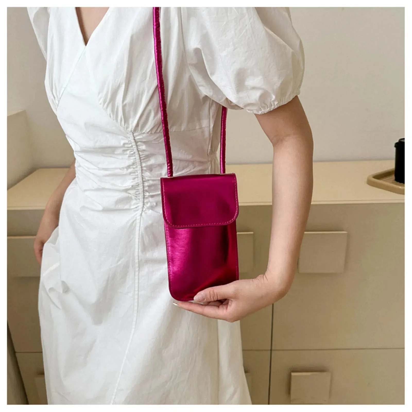 Vvsha - New Women Bag Leather Wallets Solid Color Shoulder Bag Cell Phone Purse Lady Crossbody Handbag Female Money Bags Messenger Pouch
