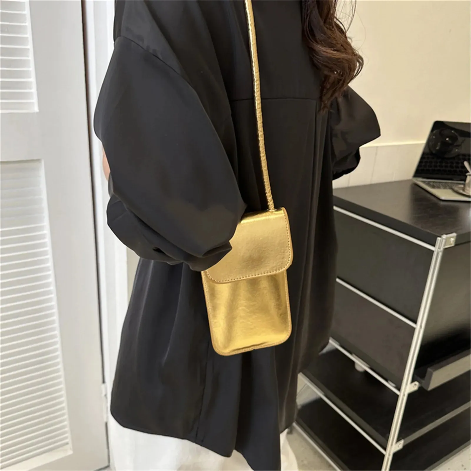 Vvsha - New Women Bag Leather Wallets Solid Color Shoulder Bag Cell Phone Purse Lady Crossbody Handbag Female Money Bags Messenger Pouch