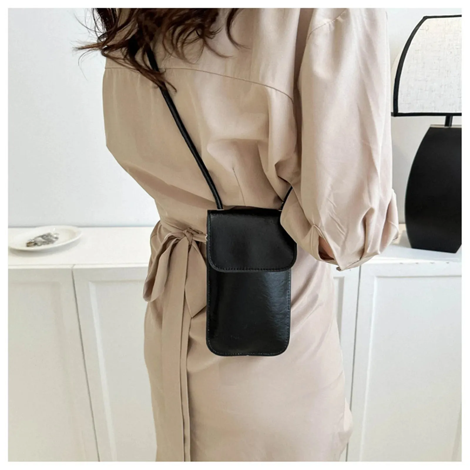 Vvsha - New Women Bag Leather Wallets Solid Color Shoulder Bag Cell Phone Purse Lady Crossbody Handbag Female Money Bags Messenger Pouch