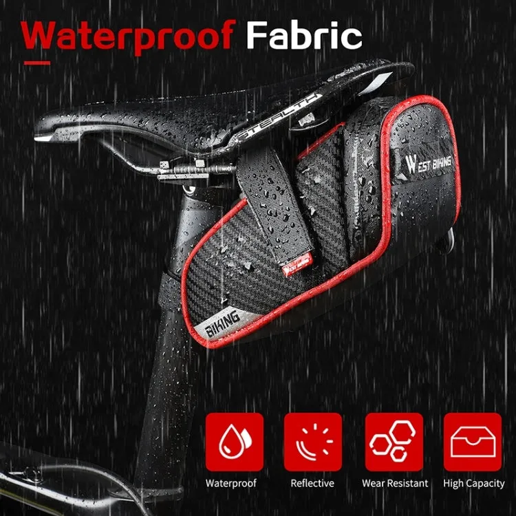 WEST BIKING Bicycle Waterproof Tail Bag Mountain Bike Riding Equipment Saddle Bag Large (Black Gray)