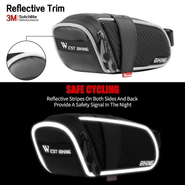 WEST BIKING Bicycle Waterproof Tail Bag Mountain Bike Riding Equipment Saddle Bag Large (Black Gray)