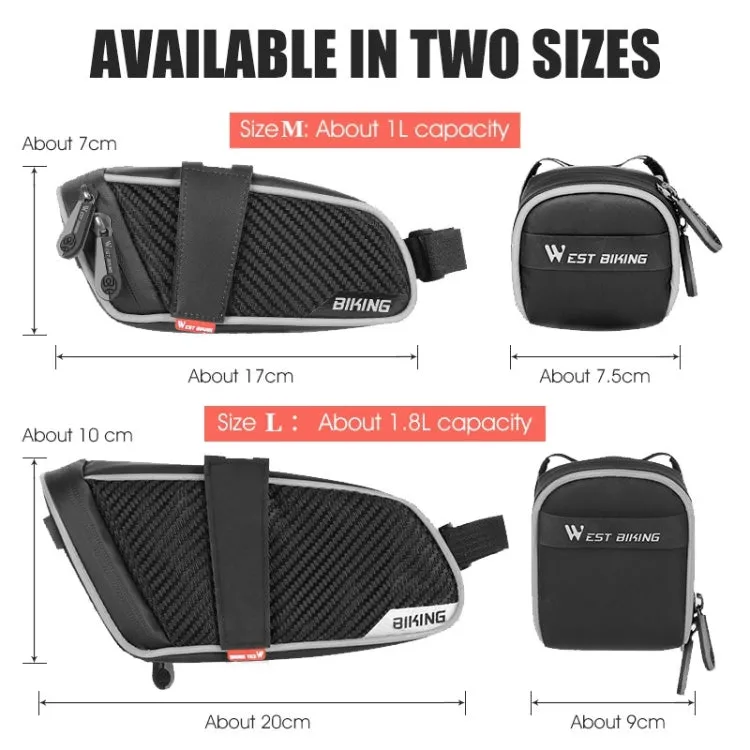 WEST BIKING Bicycle Waterproof Tail Bag Mountain Bike Riding Equipment Saddle Bag Large (Black Gray)